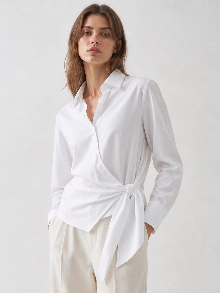 Nwt Abercrombie Crisp White Button-Down Side Tie Detail
